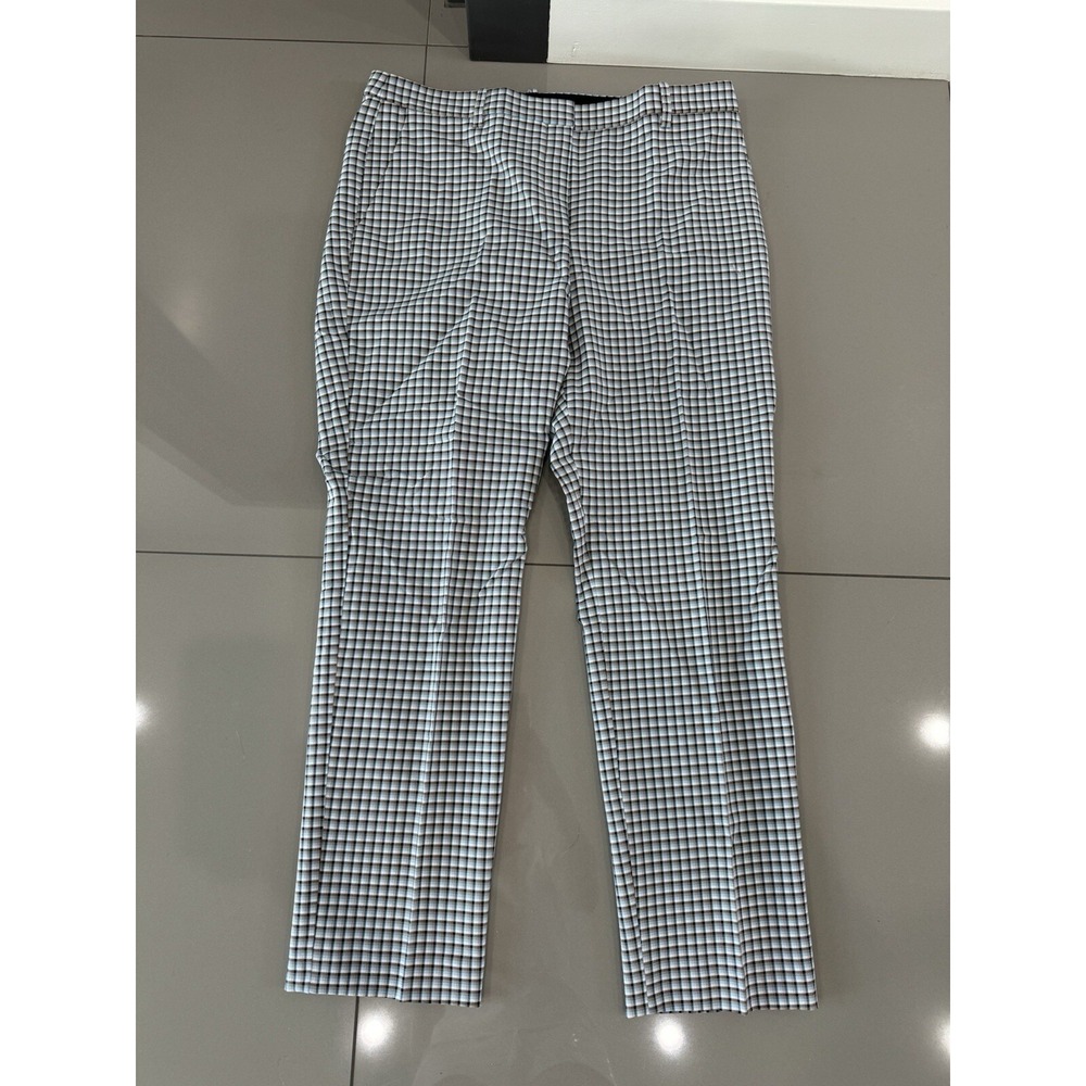 THEORY  Checkered Pants Size 8 $275 Blue Tan White Black
